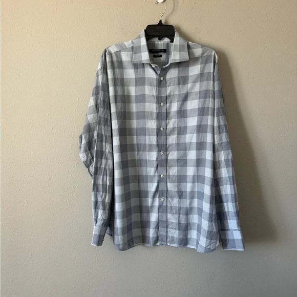John Varvatos Gray Plaid Button Up - Picture 1 of 7